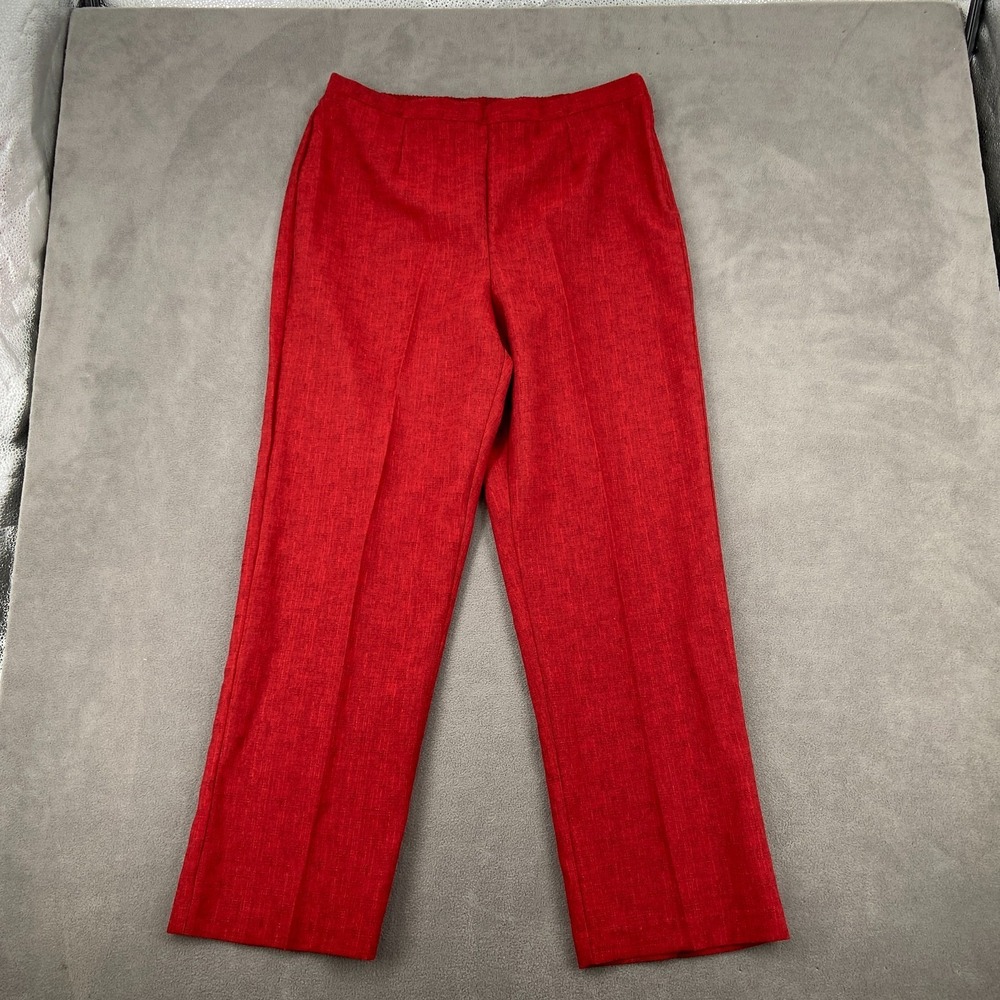 Sag Harbor Dress Pants Womens 16 Red Formal Comfort Waist Straight Leg Side Zip